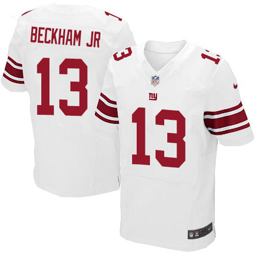 Men's Elite Odell Beckham Jr Nike Jersey White Road - #13 NFL New York Giants